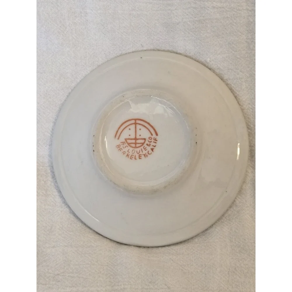 Vintage‎ F.S. Louie Berkeley CA Hand Painted Porcelain Saucer Bird Floral 4.5